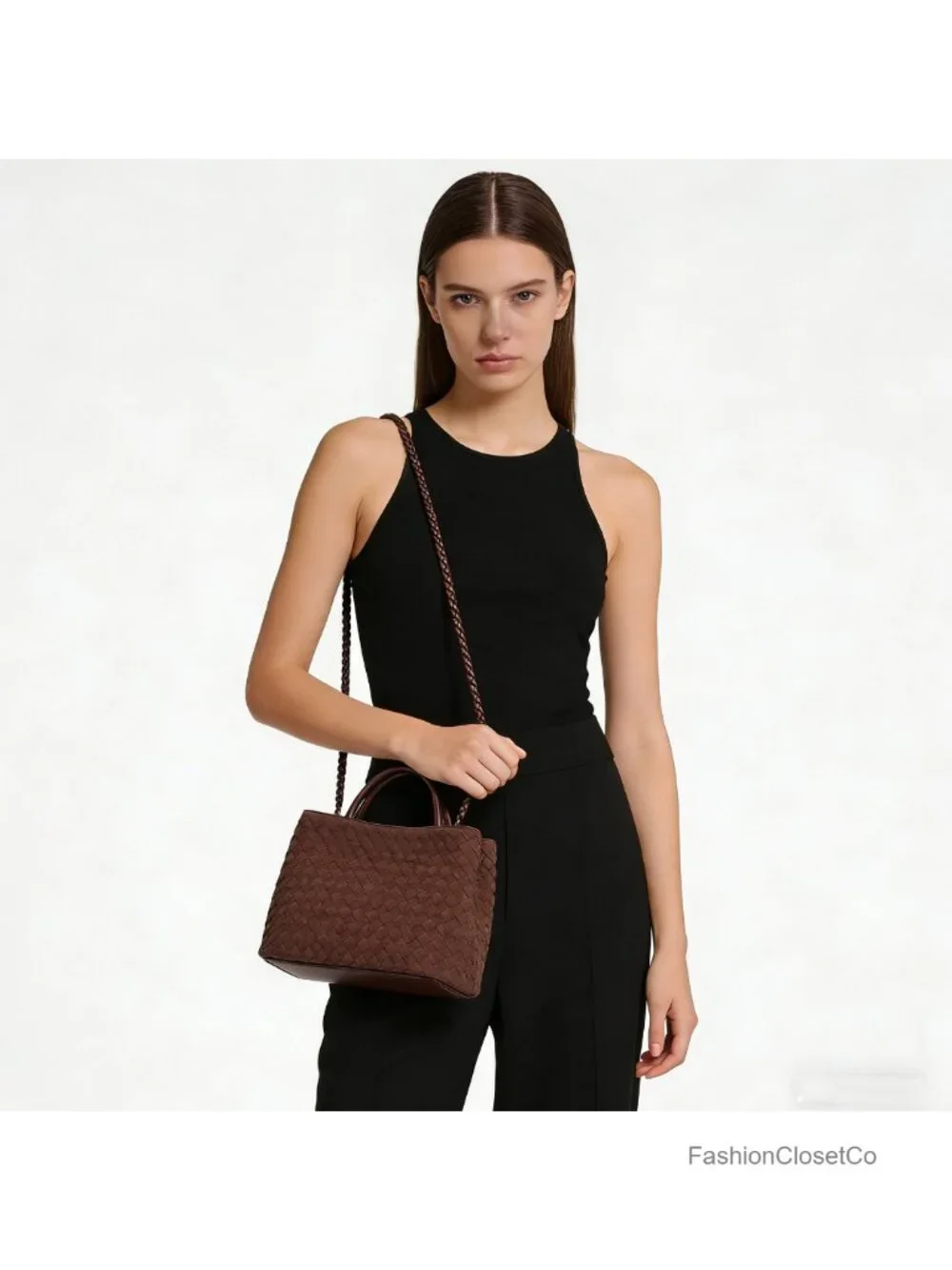 Mini Woven Faux Leather Bag Small Clutch Purse Hobo Crossbody